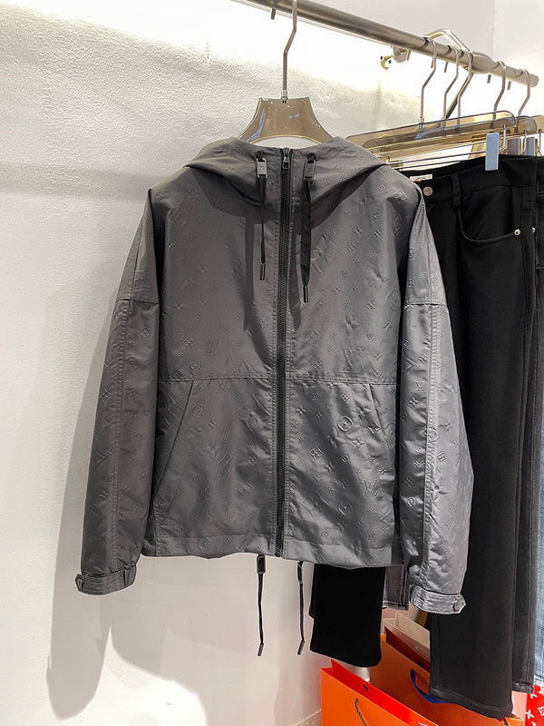 Close-up detail shot of Louis Vuitton luxury clothing with relaxed-fit cut