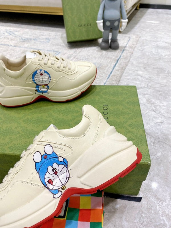 Gucci neutral cream luxury sneakers view 4 breathable knit upper