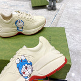 Gucci neutral cream luxury sneakers view 4 breathable knit upper