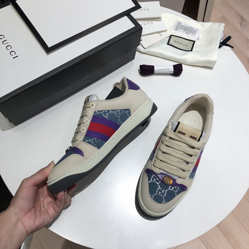 Gucci stone beige luxury sneakers view 5 bold athletic profile