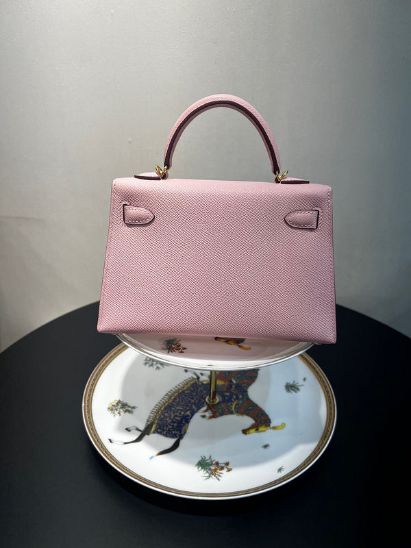 Side view of graceful structured handbag