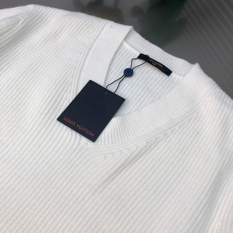 Side profile of Louis Vuitton luxury clothing with monogram-inspired silhouette