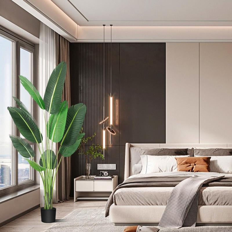 DLDA 5 Ft Bird of Paradise Artificial Plant 60 Inch UV Resistant Lifelike Fake Plant in Black Planter