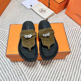 Hermès Nude Ankle Strap Sandals - Front View