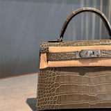 Side view of minimalist structured handbag
