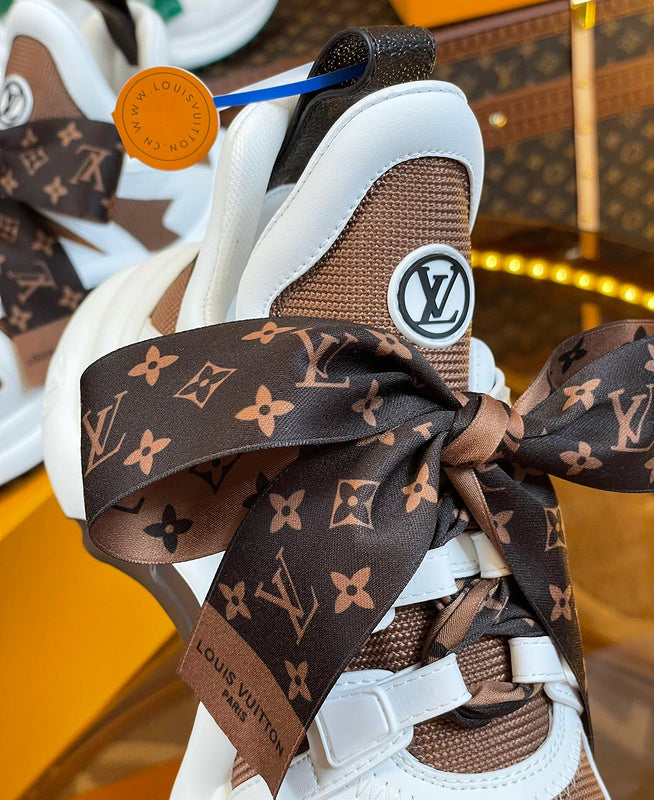 Louis Vuitton Chocolate Brown Chunky Platform Sneakers - Toe Detail View