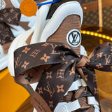Louis Vuitton Chocolate Brown Chunky Platform Sneakers - Toe Detail View