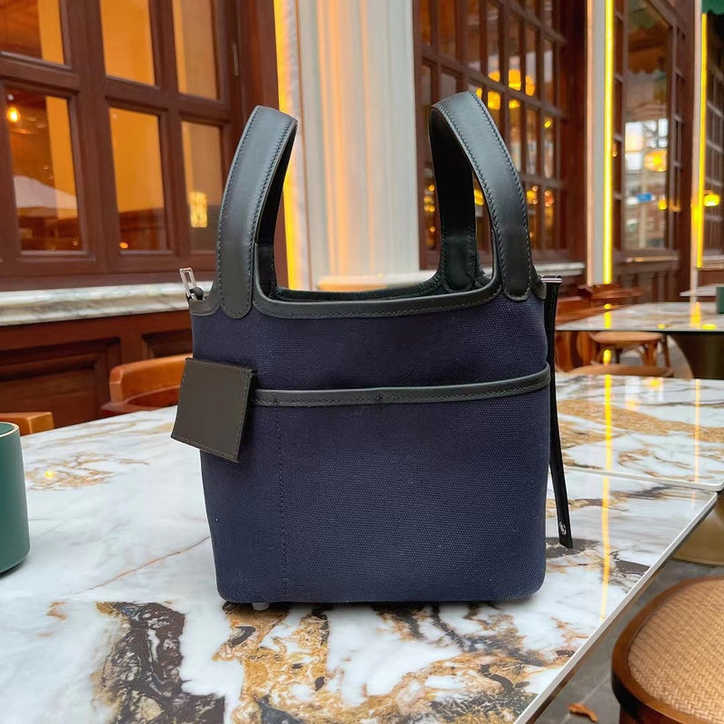 Side view of smart structured handbag