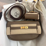 Side view of structured structured handbag