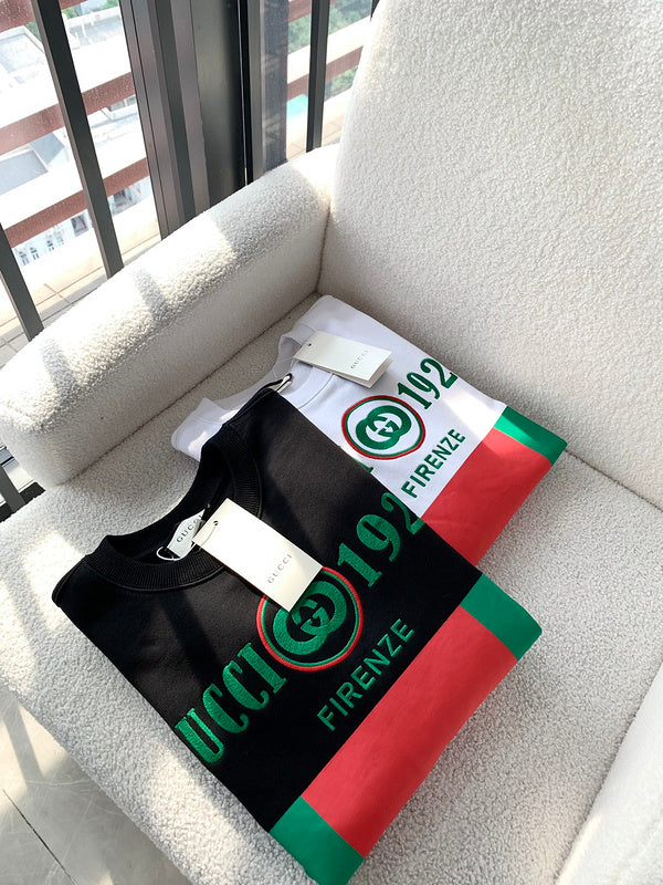 Back view of Gucci luxury clothing with monogram-inspired silhouette