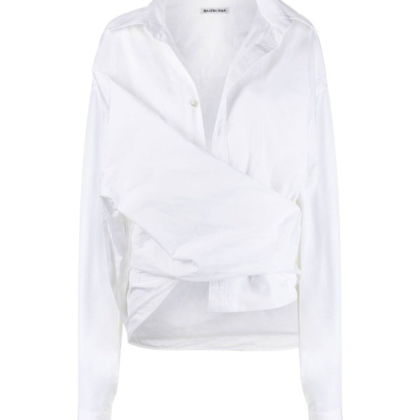Balenciaga T-Shirts? BALENCIAGA Oversized Wrap Shirt - Long Sleeve Casual Everyday Designer Tee