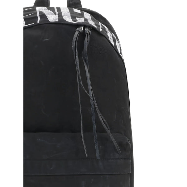 Close-up of Balenciaga backpacks hardware and fine stitching