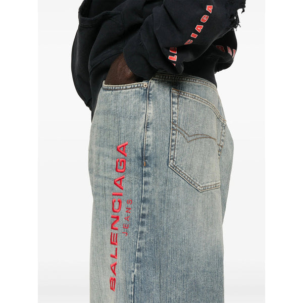 Balenciaga Jeans- Balenciaga Blue Denim - Wide-Leg Jeans Men Premium Designer Denim Jeans