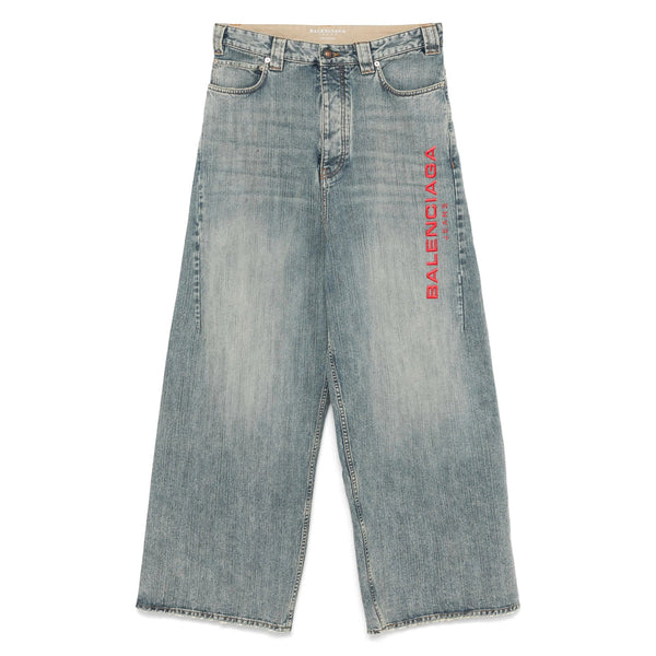 Balenciaga Jeans- Balenciaga Blue Denim - Wide-Leg Jeans Men Premium Designer Denim Jeans