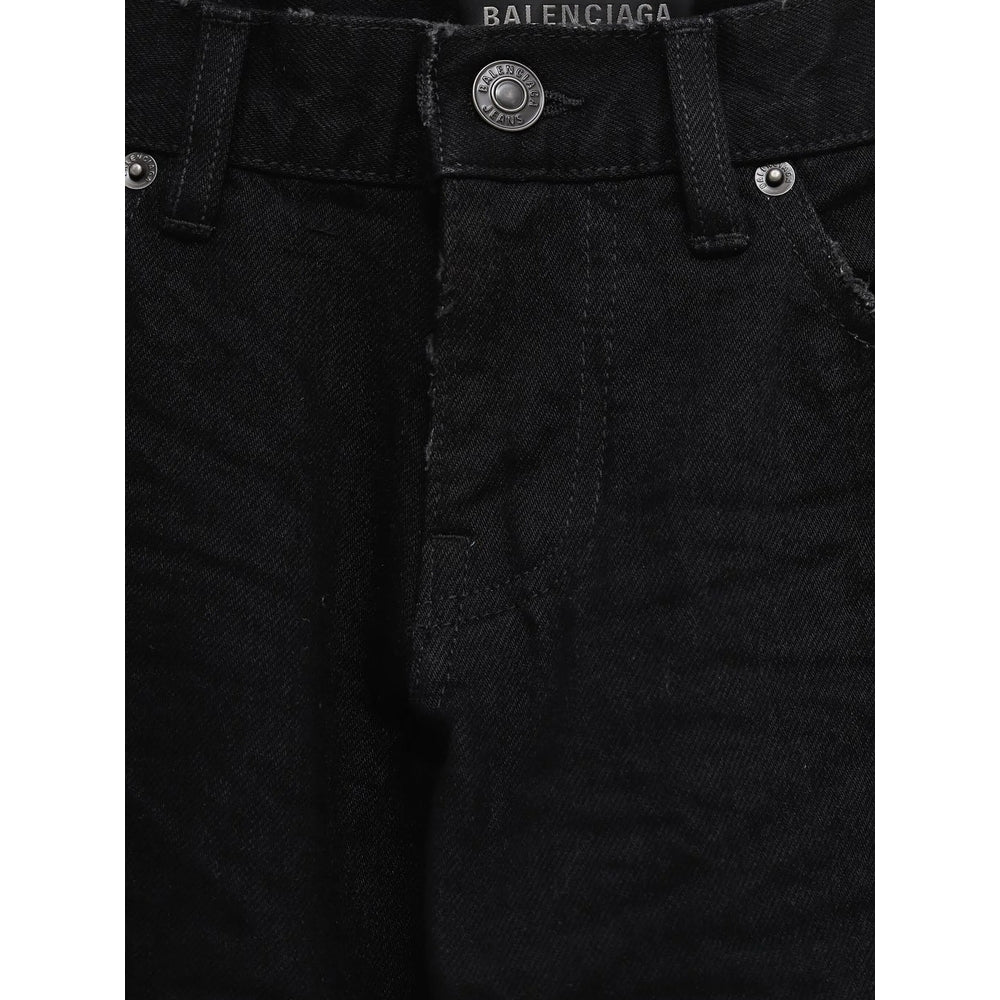 Balenciaga Jeans- Balenciaga Black Denim - Wide-Leg Jeans Men Classic Everyday Designer Jeans