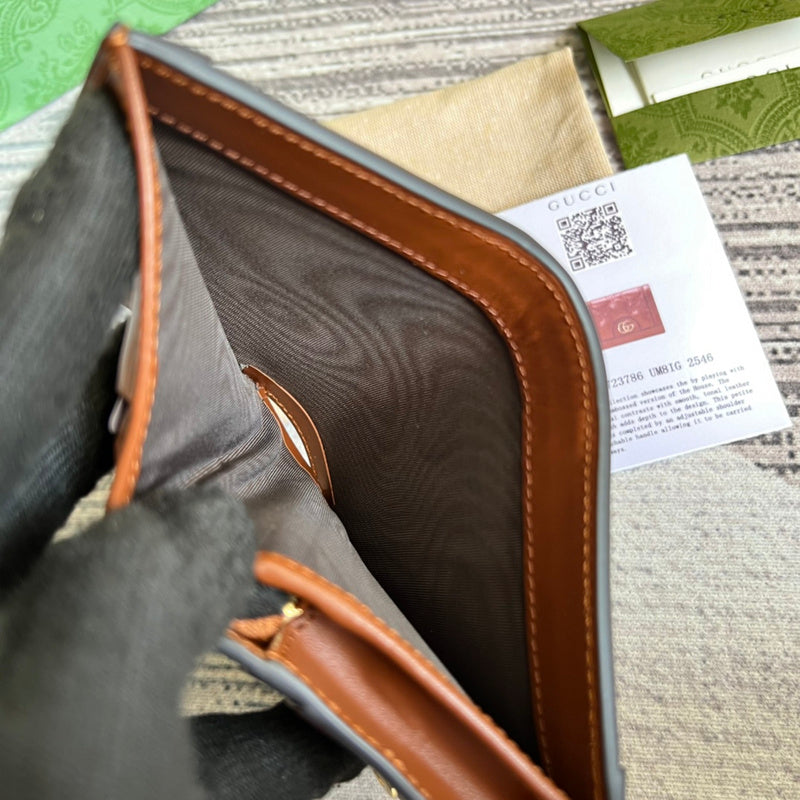 Side view of crisp structured handbag