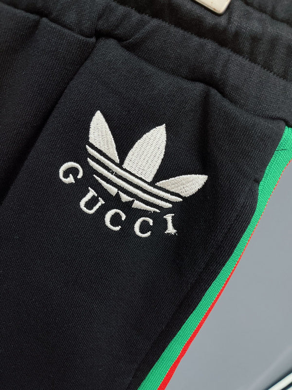 Side profile of Gucci luxury clothing with logo-detail design