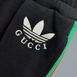 Side profile of Gucci luxury clothing with logo-detail design