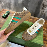 Gucci neutral cream luxury sneakers view 8 breathable knit upper