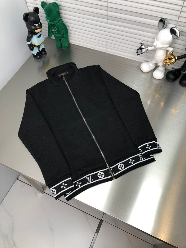 Side profile of Louis Vuitton luxury clothing with signature branding