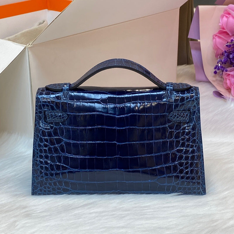 Side view of curated structured handbag