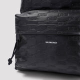 Close-up of Balenciaga backpacks hardware and fine stitching