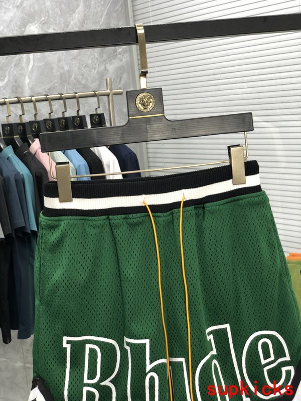 Close-up detail shot of Rhude luxury clothing with everyday silhouette