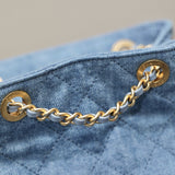 Front view of Chanel 25 Denim Backpack premium bag