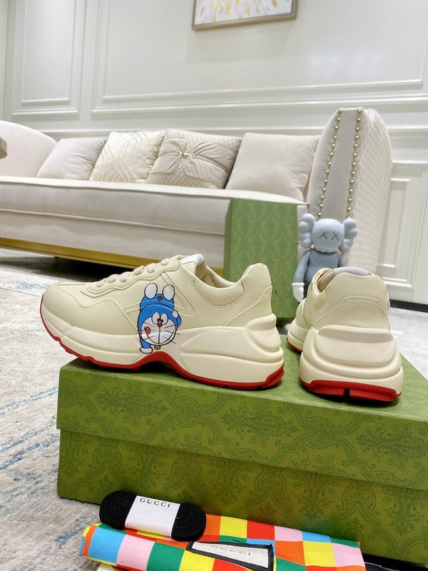 Gucci neutral cream luxury sneakers view 7 breathable knit upper