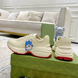 Gucci neutral cream luxury sneakers view 7 breathable knit upper