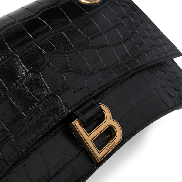 Balenciaga Bags? BALENCIAGA Mini Crocodile-Embossed Leather Shoulder Bag with Chain Strap Elegant Everyday Designer Handbag