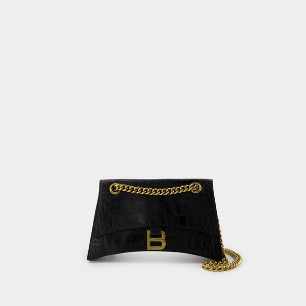 Balenciaga Bags? BALENCIAGA Mini Crocodile-Embossed Leather Shoulder Bag with Chain Strap Elegant Everyday Designer Handbag