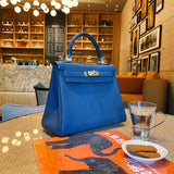 Side view of refined structured handbag