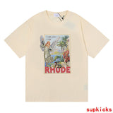 Side profile of Rhude luxury clothing with contemporary cut