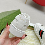 Side profile of Gucci tonal black sneakers chunky sole construction