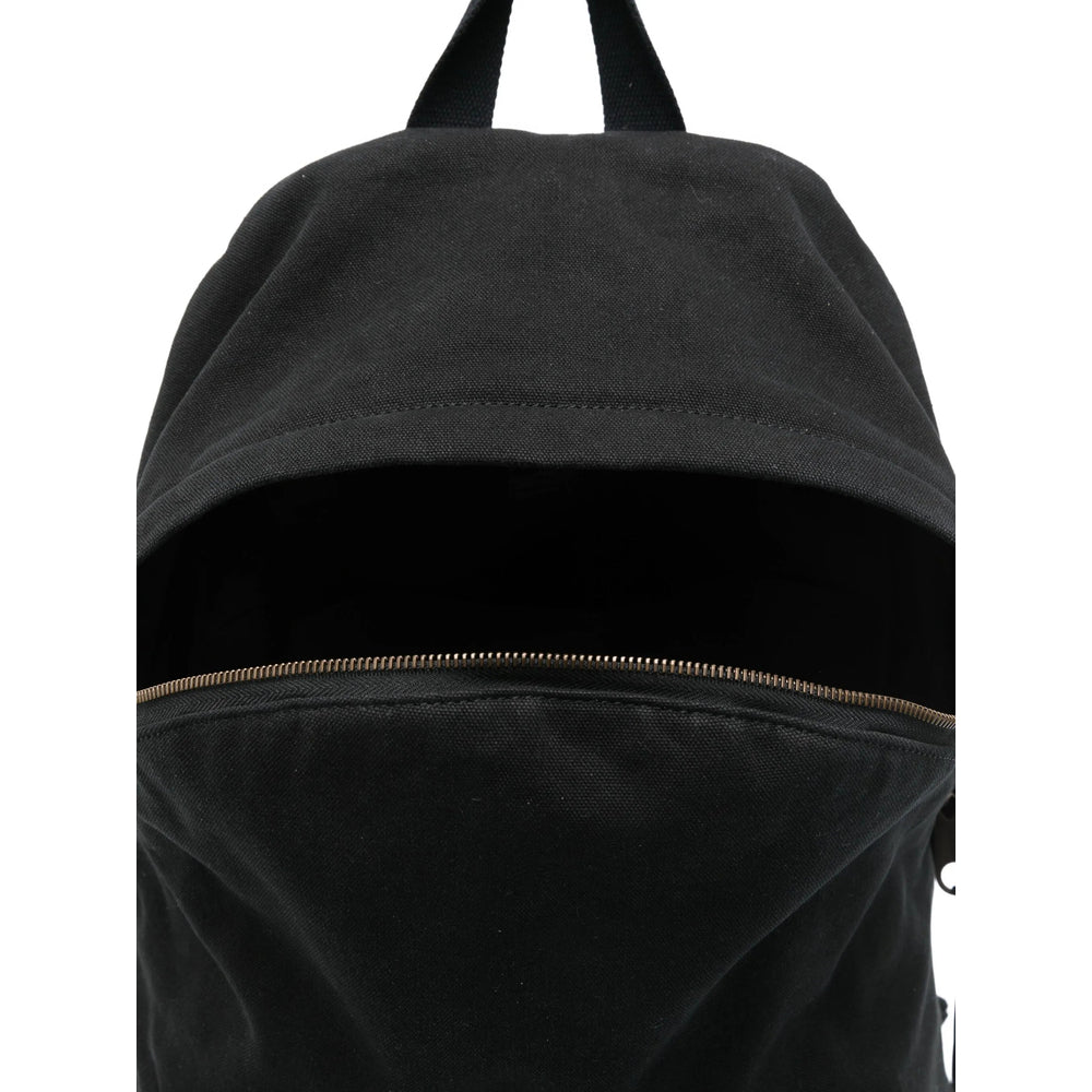 Close-up of Balenciaga backpacks hardware and fine stitching