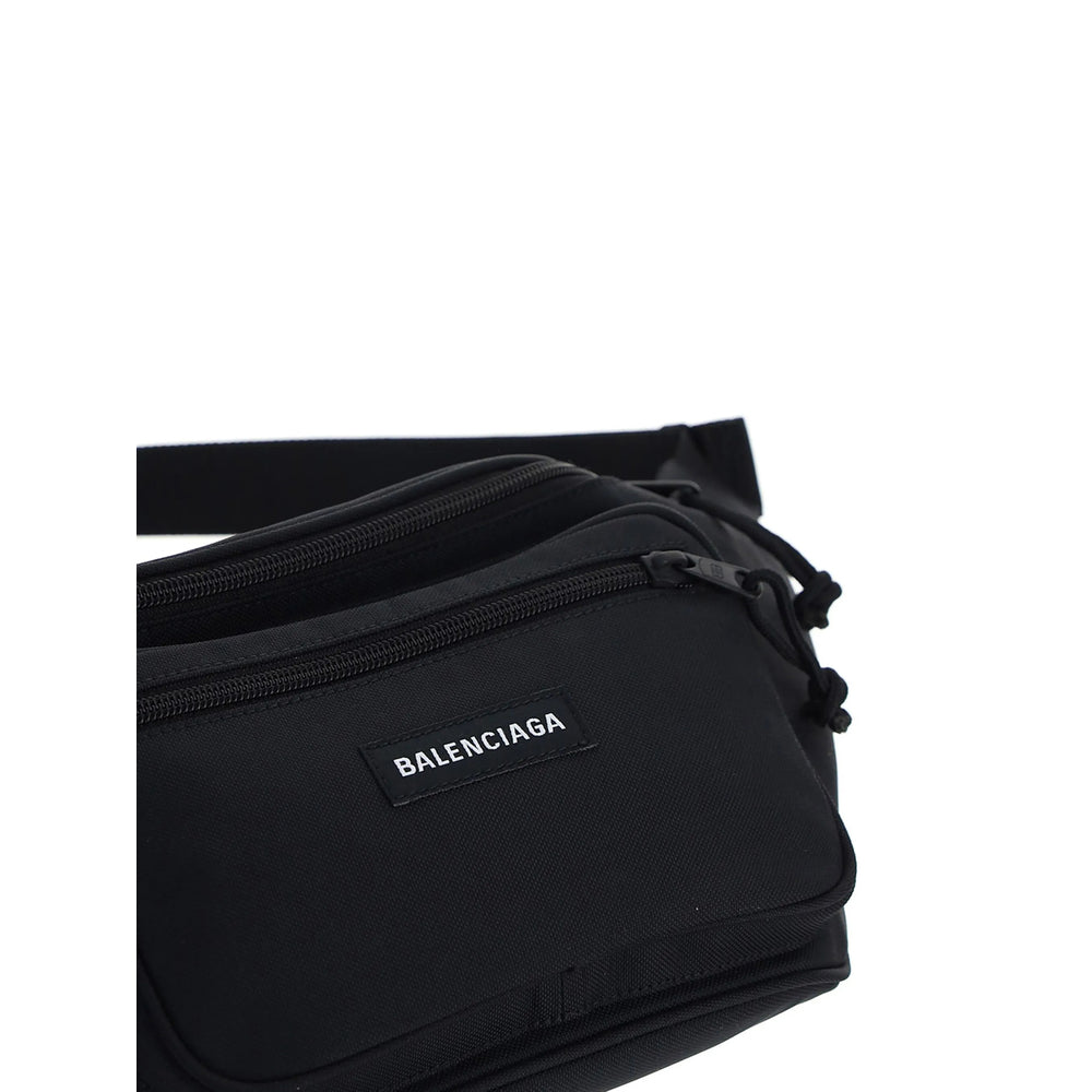 Close-up of Balenciaga belt bags hardware and fine stitching