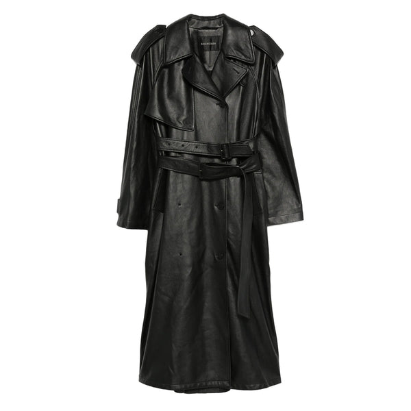 Balenciaga Accessories- Balenciaga Black Coats - Leather Coats Women Luxury Designer Fashion Accessory