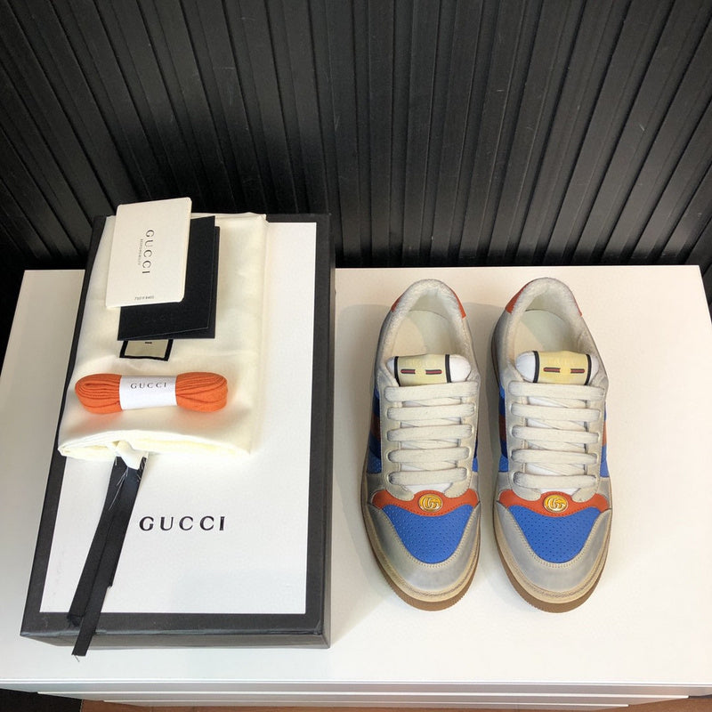 Gucci neutral cream luxury sneakers view 7 breathable knit upper