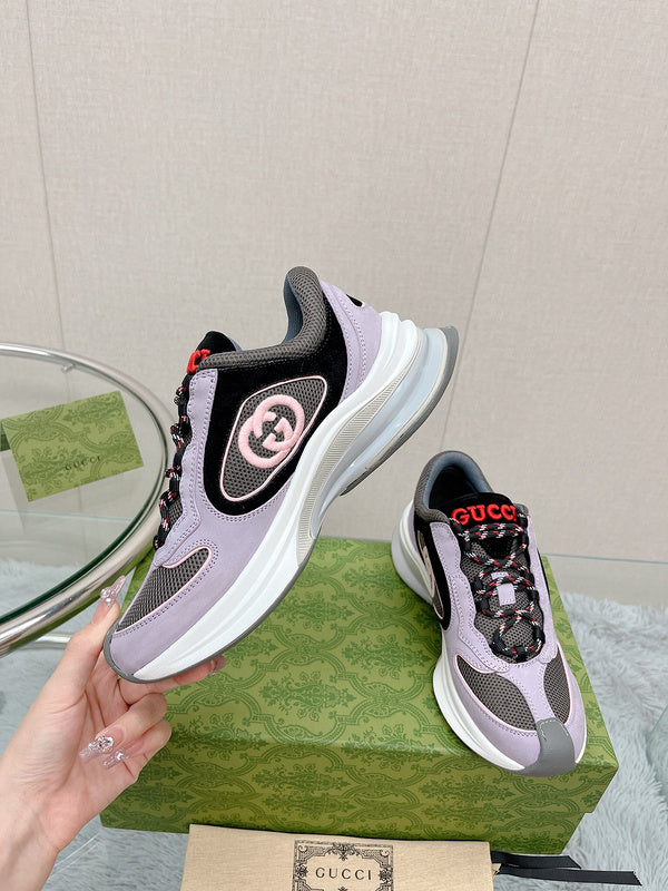 Side profile of Gucci bold contrast sneakers sleek tonal finish