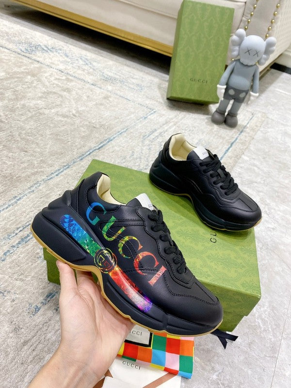 Gucci fresh white-and-black luxury sneakers view 7 breathable knit upper