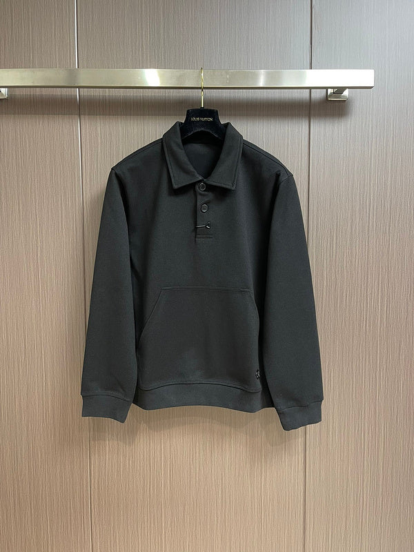 Front view of Louis Vuitton luxury clothing with signature branding