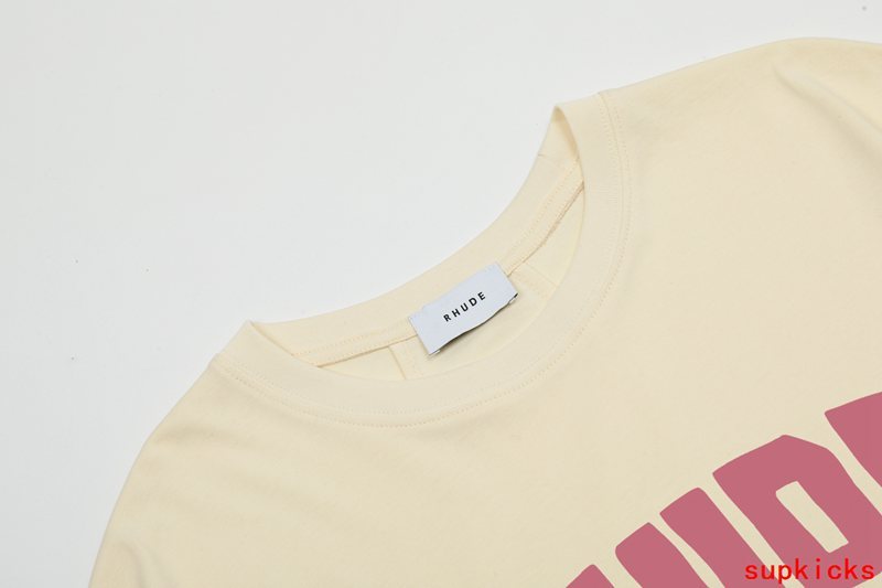 Close-up detail shot of Rhude luxury clothing with tailored silhouette
