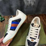 Side profile of Gucci stone beige sneakers chunky sole construction