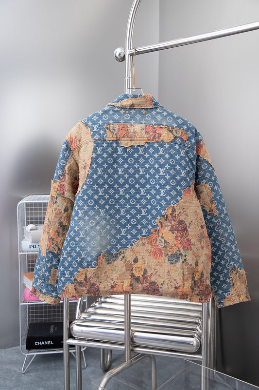 Side profile of Louis Vuitton luxury clothing with logo-detail design