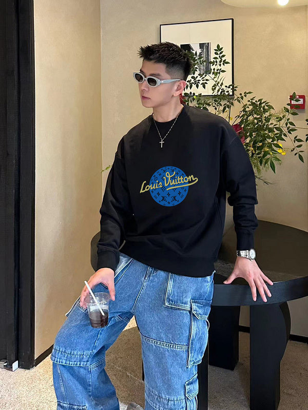 Flat lay presentation of Louis Vuitton luxury clothing with streetwear-inspired cut