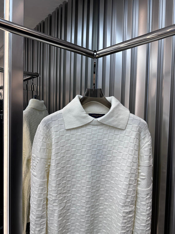 Side profile of Louis Vuitton luxury clothing with runway-inspired design