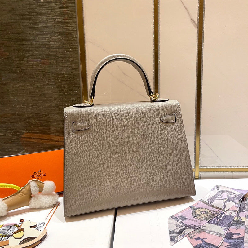 Side view of streamlined structured handbag