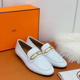 Hermès Chocolate Brown Classic Ballet Flats - Front View