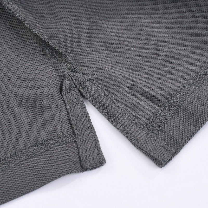 Side profile of Polo cotton polo shirt with monogram-inspired silhouette